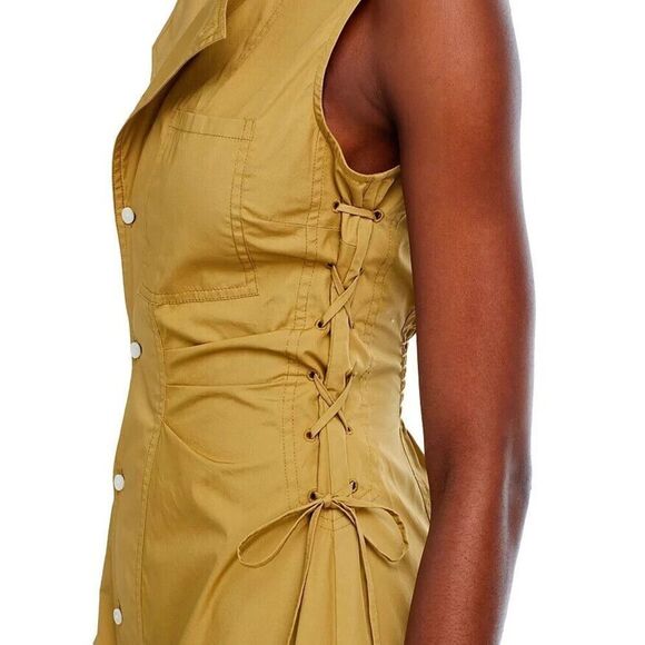 Derek Lam 10 Crosby Women's Sz 2 Amber Green Serena Lace Up Mini Dress - Picture 11 of 13